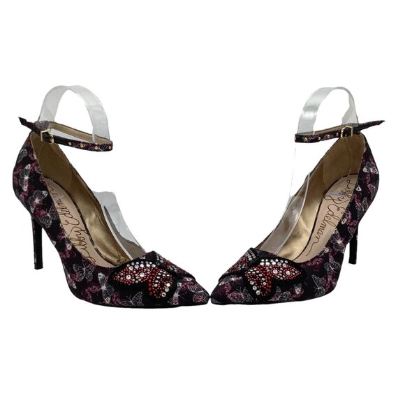 Libby Edelman 6.5 Holly Butterfly Embellished Pointed Toe Stiletto Heels Pumps - Picture 5 of 12